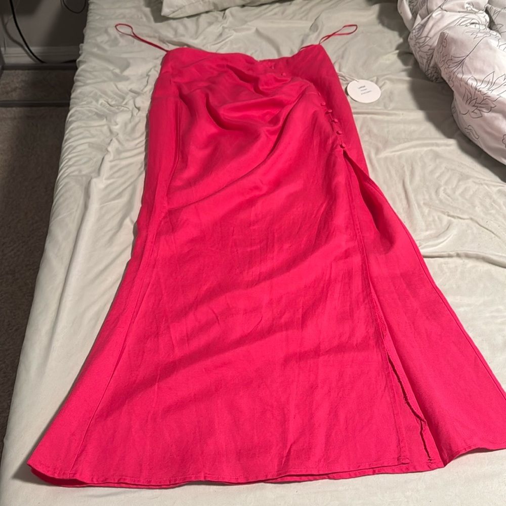 Beautiful split skirt fúcsia size L NEW! MIDI skirt